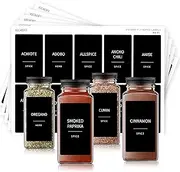 v2croft Spice Jar Labels, 140 pcs Minimalist Preprinted Black Sticker White Text, Farmhouse Modern Waterproof Label Organization for Glass Bottles Containers, Herb Seasoning, Kitchen Pantry