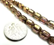 25 Pieces ~ GOLD GLOW ~ 8x5mm FACETED BARREL ~ FIRE POLISH GLASS BEADS
