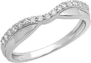 [Dazzlingrock Collection] 0.25 Carat (ctw) 14K Gold White Diamond Wedding Stackable Contour Guard Band 1/4 CT