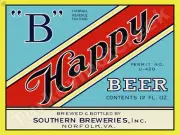 B Happy Beer Label Southern Breweries 18" x 24" Metal Sign
