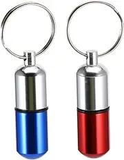 Vaguelly 2Pcs Keychain Pill Holder Emergency Pill Fob Container for Medications Portable and Compact Design for Daily Use and Travel