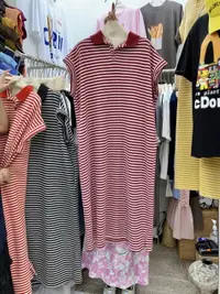 在飛比找樂天市場購物網優惠-韓國夏裝寬松顯瘦polo領條紋背心長裙無袖連身裙女