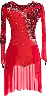 [Zagitova] Figure Skating Dress for Girls Graceful Applique Open Back Competition Dance Wear with Shiny Rhinestone