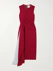 [Roksanda] Roksanda - Elham Draped Crepe Midi Dress - Red - UK 14 UK 14 Red