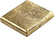 [ARKCHIU] Retro Copper Cigarette Case, Double Sided Spring Clip Open, Holds 20 84mm Cigarette Gold,One Size