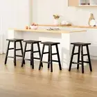 Artiss 4x Wooden Bar Stools Kitchen Dining Stool Chairs Set Barstools Wood Black
