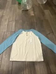 Jumping Beans Softest Tee Boys Size 8 Brand New Long Sleeve Blue And White Shirt