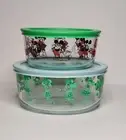 2 PYREX Disney MickeyMouse Club Minnie Mouse 4/7 Cup Glass Storage Bowls
