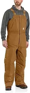 Mens Loose Fit Firm Duck Insulated Biberall Bibs Overalls, Carhartt Brown, 4X-Large Big Short US