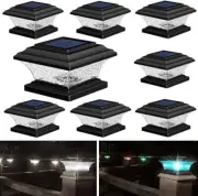 Solar Post Cap Lights Outdoor LED Lighting Deck Fence Cap Light 9 8pk Black