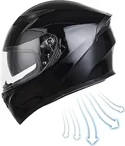 YONGBAO Motorcycle Hat for Men | Full Face Motorcycle Hat with Extra Clear Visor - Cycling Hat for Motorcycles, Scooters & Mopeds, Street Hat for Adults Men and Women