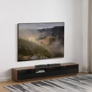 Suave Low Line TV Unit 2200mm , Sound Bar Shelf, Dark Oak and Black by Tauris
