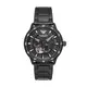 EMPORIO ARMANI MRRIO經典鏤空黑鋼機械腕錶43mm(AR60054)