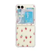 Floral / Strawberry Phone Case - Samsung Flip Phone Case - Strawberry - Transparent - Samsung Z Flip3