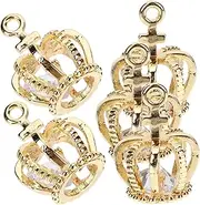 [Tofficu] 5pcs Crown Zircon Charms Diy Craft Charms Pendant Jewelry Making Accessories