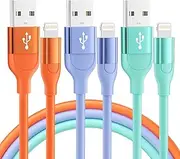 MenoSupp 3Pack 10 FT Lightning Cable iPhone Charger Fast Charging Cord Compatible with iPhone 14 13 12 11 Pro Max XR XS X 8 7 6 Plus SE iPad and More-Colorful