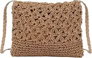 [MEGAUK] Women Mini Straw Crossbody Purse Vacation Style Woven Tote Bag Summer Beach Handmade Shoulder Bag With Tassel For Ladies
