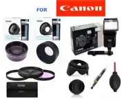 PRO FLASH+WIDE ANGLE +ZOOM LENS PRO KIT FOR CANON EOS REBEL FITS ALL REBEL DSLR
