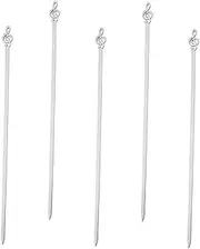 Mipcase 5pcs Creative Notes BBQ Sign Barbecue Skewer Charcuterie Skewers Stick Rotisserie Skewer Flat Barbeque Grilling Skewers Outdoor Kabob Skewer BBQ Skewer Silver Stainless Steel