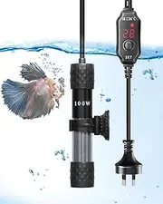 100W Fish Tank Heater, Mini Submersible Digital Aquarium Heater with Thermometer, External Temperature Controller, 50-70Liter Turtle Tank Heater for Betta Fish, Frogs,Newts,Turtles