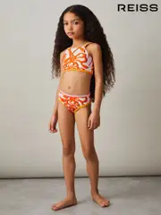 Reiss Pink Print Phoebe Floral-Print Bikini Top (F04029) | $45