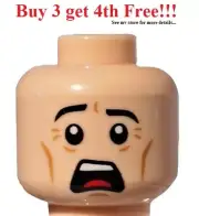 ☀️NEW Lego Minifigure Minifig Nougat Head Dimple Open Mouth Surprised Scared #9
