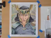 Original 14x17 Inch Colored Pencil Drawing Of Loki/Tom Hiddleston From The MCU