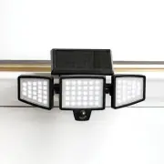 AMS1971 1,000-Lumen Gutter-Mount Triple-Head Solar Security Light, Black