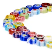 66pcs Handmade Millefiori Glass Flat Round Beads Colorful Mini Spacer 6x2.5mm