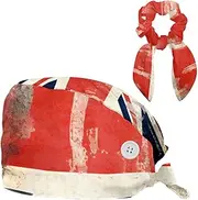[YTYVAGT] Scrub Caps Women,Scrub Hats Suitable for Women,Birtish and Slovenia Retro Flag