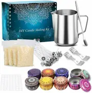 122x Candles Soap Making Kit DIY Craft Tool Pouring Pot Wicks Wax Tin Gift Set