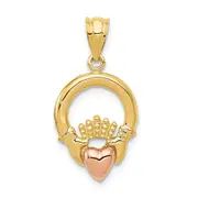 14k Two-tone Gold Claddagh Pendant