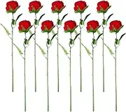 Roses Fake Flowers - Artificial Roses | Artificial Silk Flowers | Fake | 10X Artificial with Stems | Eternal Bridal Bouquet for Indoor Outdoor Wedding Birthday Mother's Day