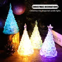 在飛比找蝦皮購物優惠-多用途七彩水晶小夜燈/聖誕樹平安夜led蠟燭燈/兒童桌面聖誕