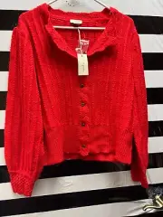 Women "Sundance" red cardigan button up sweater. Size Large