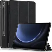 [Kepuch] Custer Case for Samsung Galaxy Tab S9 FE 11" SM-X510 SM-X516B,Ultra-Thin PU-Leather Hard Shell Cover - Black
