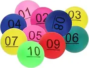 PHENOFICE Unique Vibrant Number Balls 01-20 Mini Plastic Game Night Raffle Group Activity Table Tennis Balls