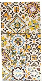 Porto (Portuguese Tiles) Slim 12-month Horizontal Hardback Dayplanner 2025 (Elastic Band Closure)