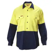 Hard Yakka KOOLGEAR LONG SLEEVE SHIRT Yellow/Navy*AUS Brand-Size 3XL, 4XL Or 5XL