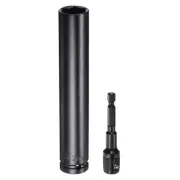 1/2" Drive 21mm 6-Point Socket 6" Length + 1/2" to 1/4" Adapter Phosphate Coated