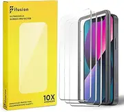 [3 Pack] iFusion Ultra Shield Tempered Glass Screen Protector for iPhone 13 Mini [5.4 inch] – Ultra HD Clarity, 10X Stronger Military-Grade Glass, Scratch-Resistant, Oleophobic Coating, Anti-Fingerprint, Case Friendly, Easy Bubble-Free Installation Frame