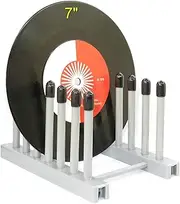 Vinyl Record Storage Holder Stand Rack, CD Display Stand, Cleaning Device Drying Rack, Desktop Magazine Rack Record Storage Shelf - with Silicone Rubber top (No Scratches) - for 12" and 7" Records