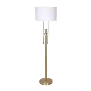 Sarantino Metal Height-Adjustable Floor Lamp Brushed Gold Finish with Drum Shade