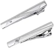 [DHWEKU] Pack of 2 Tie Clips for Men, Tie Clip, Tie Clip, Tie Clip, Silver for Valentine's Day, Christmas, Wedding, Business, Bar and Everyday Use (Silver), 6cm, Precious Metal, Precious metal