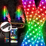 2X 3ft Fat RGB LED Whip Spiral Light+Lighted Whip Wire For Polaris RZR PRO XP