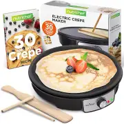 Nutrichef Electric Crepe Maker Pan & Griddle, 12 Inch Nonstick Cooktop, LED Indi
