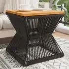 Coffee Table with Wire Base Side Sofa End Table Black Solid Wood Acacia vidaXL