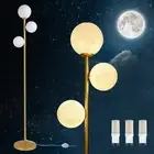 3 Globe Moon Floor Lamp for Living Room, Modern Gold Floor Lamp with 3D Print...