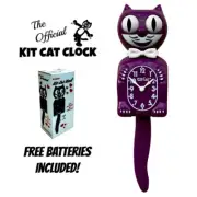 BOYSENBERRY KIT CAT CLOCK 15.5" Purple Free Battery MADE IN USA Kit-Cat Klock