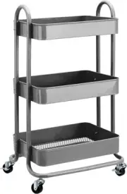 Amazon Basics 3-Tier Metal Rolling Cart with Wheels, Utility or Charcoal